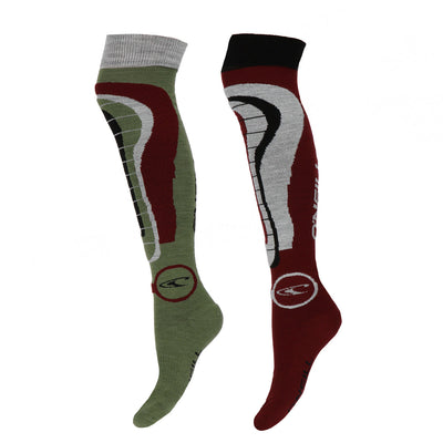 O'Neill Skisokken 2-pack groen/bordeaux rood