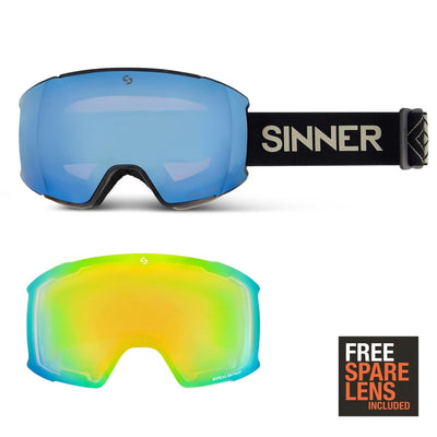 Sinner BOREAS skibril mat zwart/blauw + extra oranje S1 lens