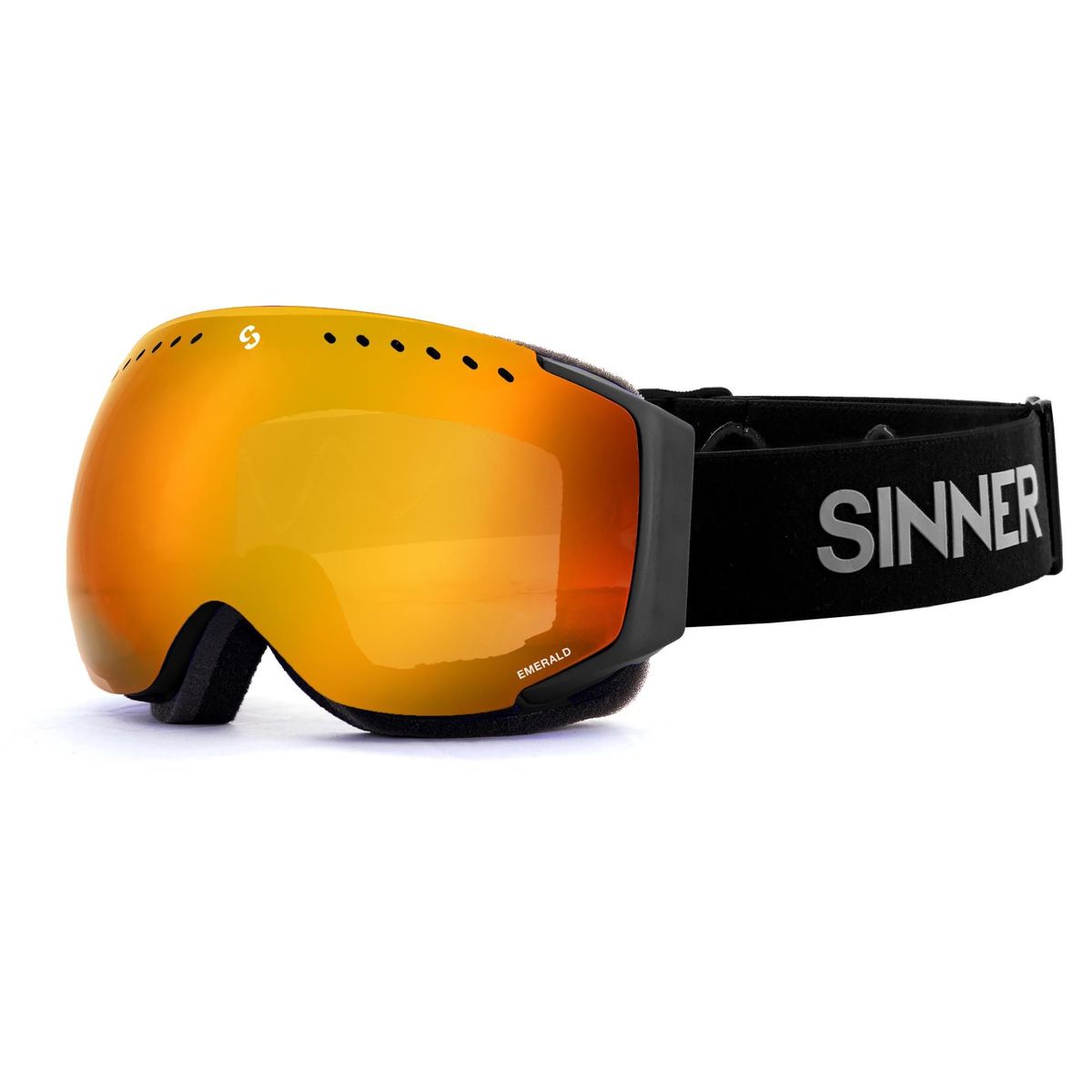 Sinner EMERALD skibril mat zwart/oranje